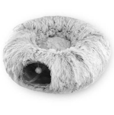 Multifunctional Plush Cat Bed with Tunnel & Peephole