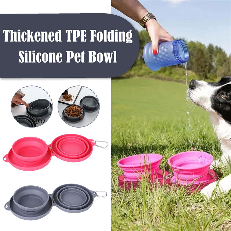 Rubber Foldable Double Bowl – Durable Pet Feeding Bowl for Dogs & Cats