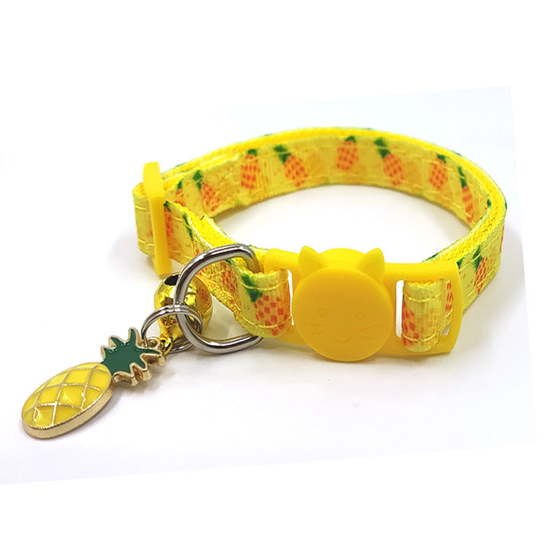 Pet Print Bell Cat Collar – Adjustable Breakaway Strap for Safety and Style