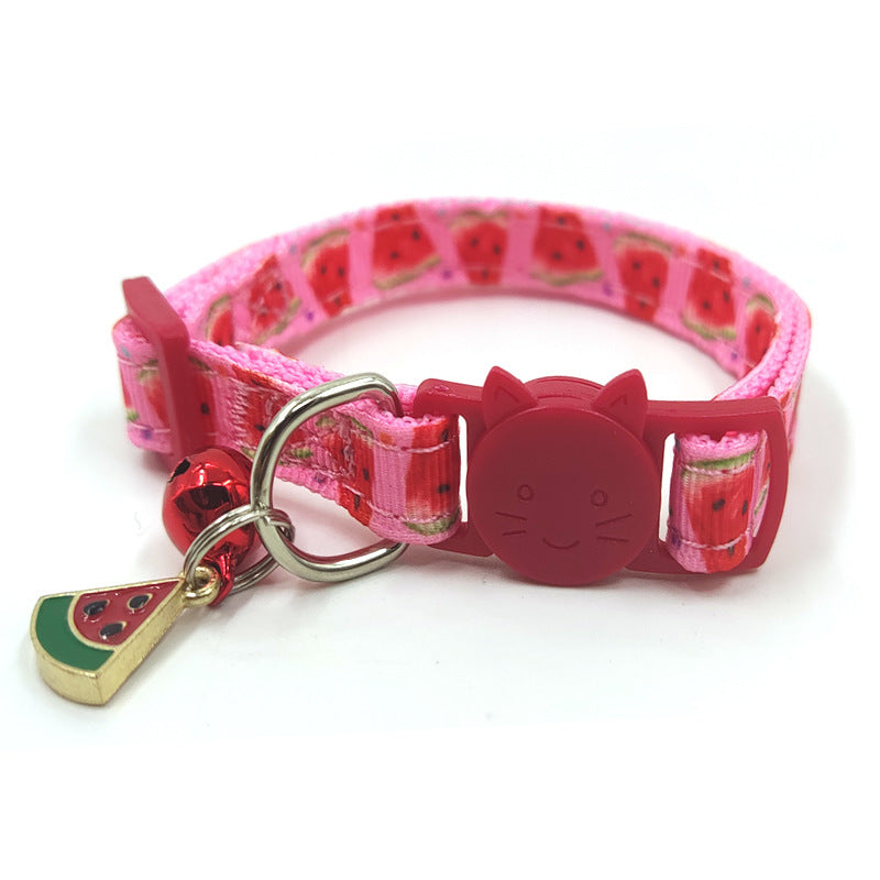 Pet Print Bell Cat Collar – Adjustable Breakaway Strap for Safety and Style