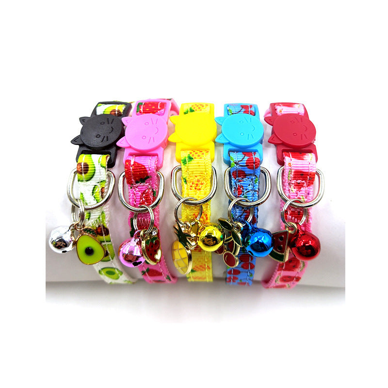 Pet Print Bell Cat Collar – Adjustable Breakaway Strap for Safety and Style