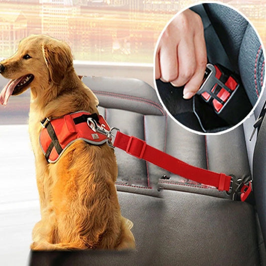 Adjustable Pet Dog Car Seat Belt – Safety Harness with Clip for Cats & Dogs