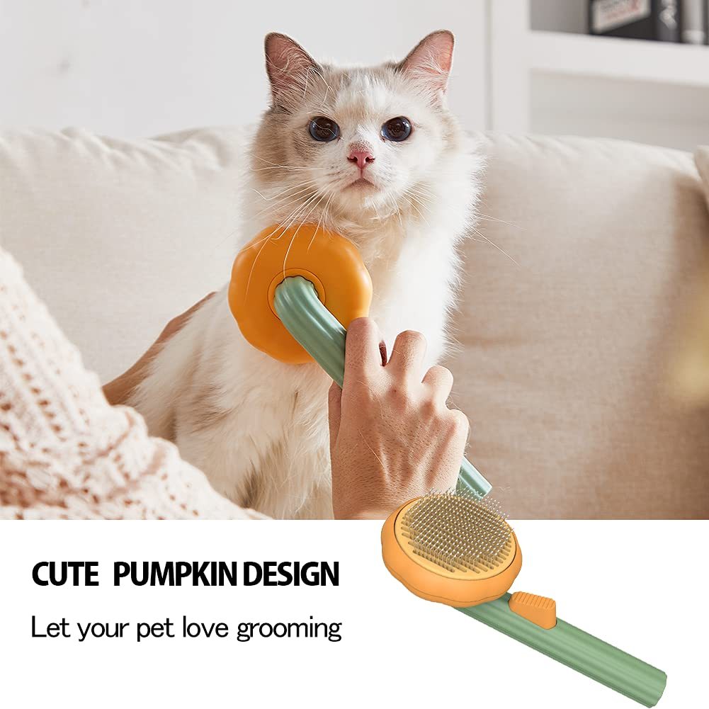 Pet Pumpkin Brush – Self-Cleaning Slicker Brush for Dogs, Cats, Puppies & Rabbits