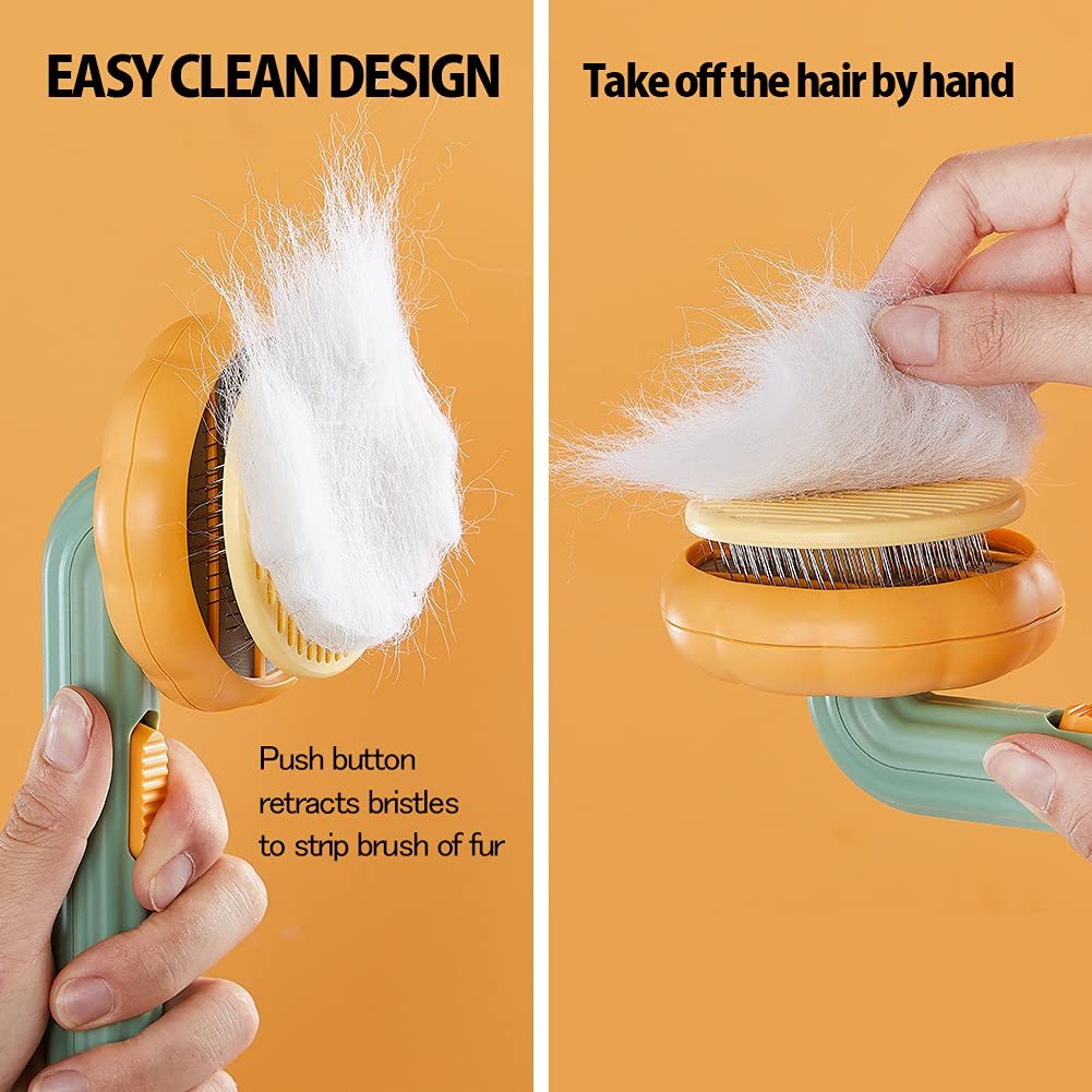 Pet Pumpkin Brush – Self-Cleaning Slicker Brush for Dogs, Cats, Puppies & Rabbits