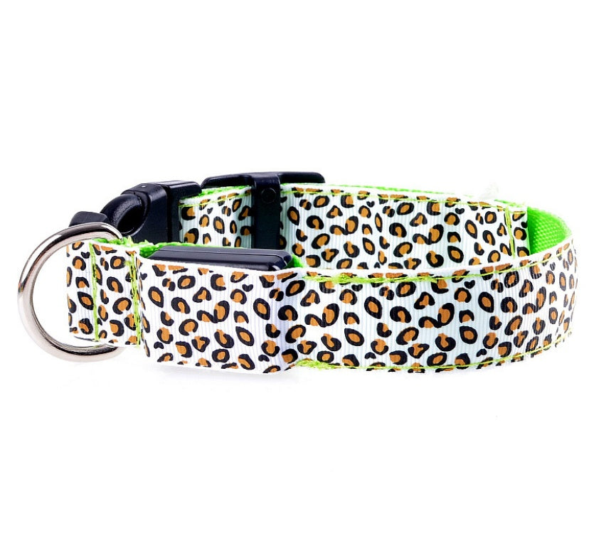 LED Dog Collar – Adjustable Nylon Safety Collar with Glow in the Dark Feature