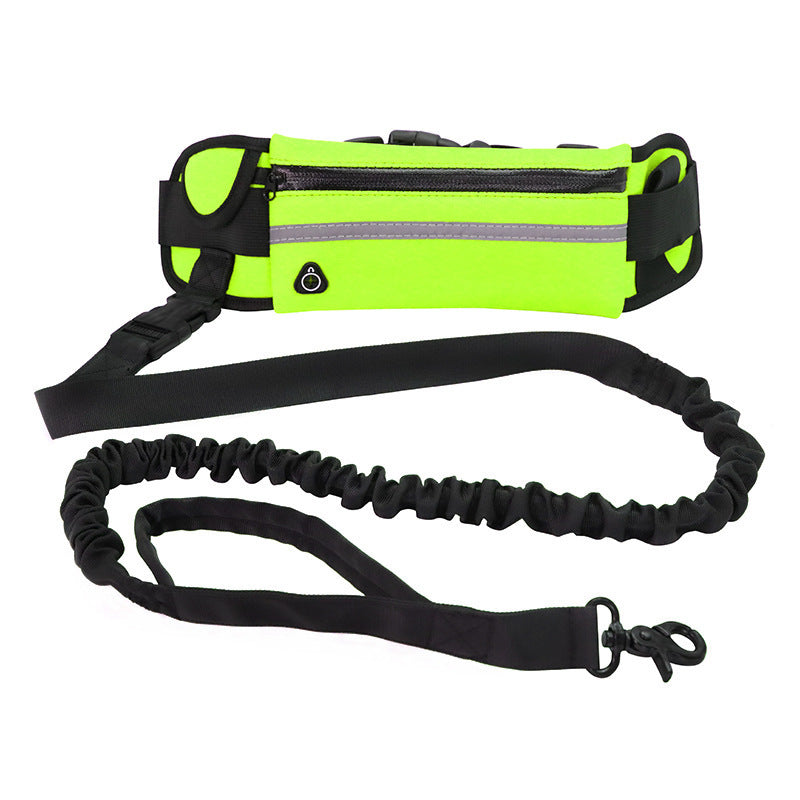 Hands-Free Dog Leash with Shock Absorbing Bungee – Adjustable Pet Walking Belt with Phone Pocket & Water Bottle Holder