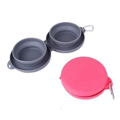 Rubber Foldable Double Bowl – Durable Pet Feeding Bowl for Dogs & Cats