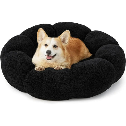 Luxury Extra Plush Anti-Anxiety Round Donut Pet Bed- Flower Shaped Fluffy Warming  Dog/Cat Bed-Cozy Cuddler Nest Bed for Ultimate Pet Comfort