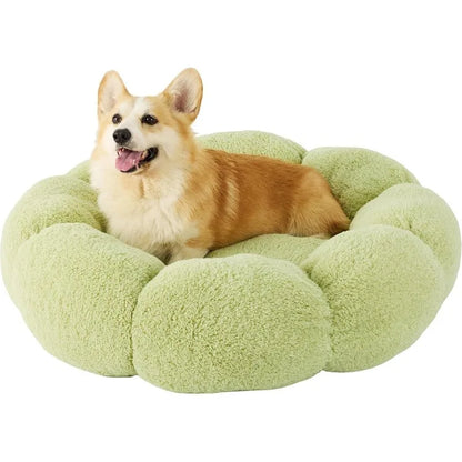 Luxury Extra Plush Anti-Anxiety Round Donut Pet Bed- Flower Shaped Fluffy Warming  Dog/Cat Bed-Cozy Cuddler Nest Bed for Ultimate Pet Comfort