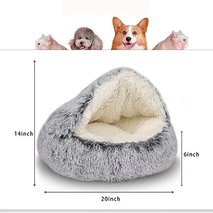 Plush Self-Warming Half-Moon Pet Bed - Cozy Gift for Cats, Dogs & Pet Lovers