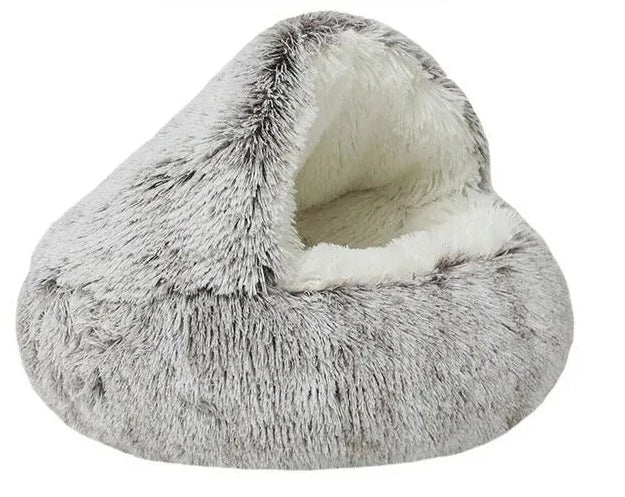 Plush Self-Warming Half-Moon Pet Bed - Cozy Gift for Cats, Dogs & Pet Lovers