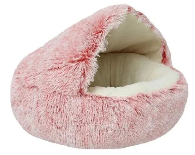 Plush Self-Warming Half-Moon Pet Bed - Cozy Gift for Cats, Dogs & Pet Lovers