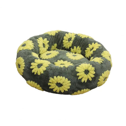 Quality Round Donut Dog Bed – Anxiety Calming Plush Bed with Anti-Slip for Small Dogs & Cats