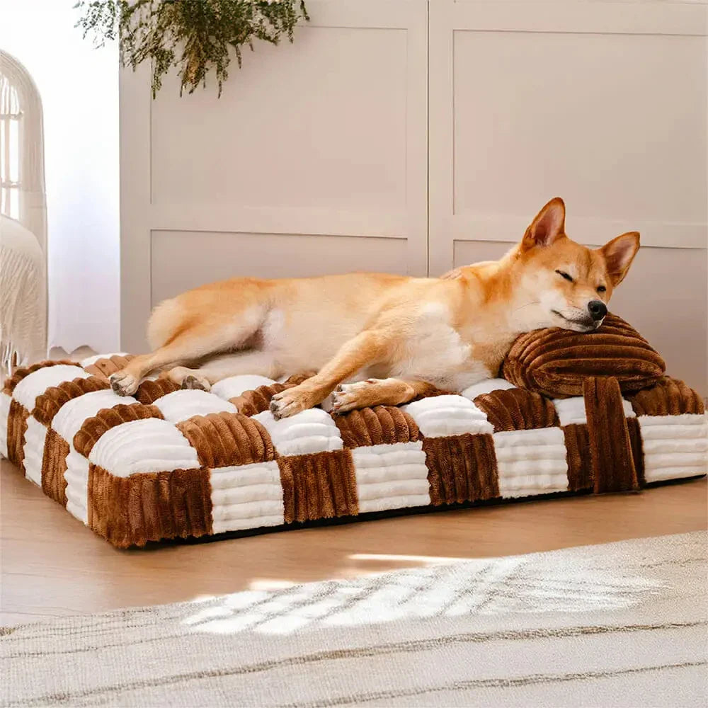 Handmade Plush Orthopedic Dog Bed – Warm, Soft Support with Pillow for Large & Medium Dogs