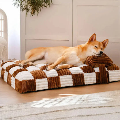 Handmade Plush Orthopedic Dog Bed – Warm, Soft Support with Pillow for Large & Medium Dogs