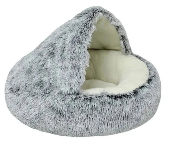 Plush Self-Warming Half-Moon Pet Bed - Cozy Gift for Cats, Dogs & Pet Lovers