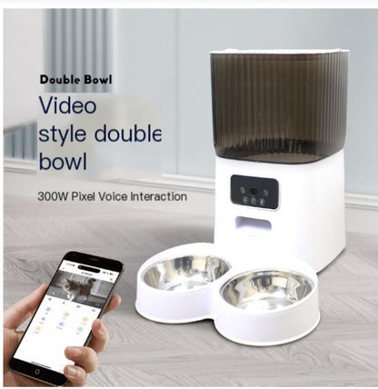 5L Automatic Cat & Dog Feeder with Video, Voice Recorder & Double Bowls