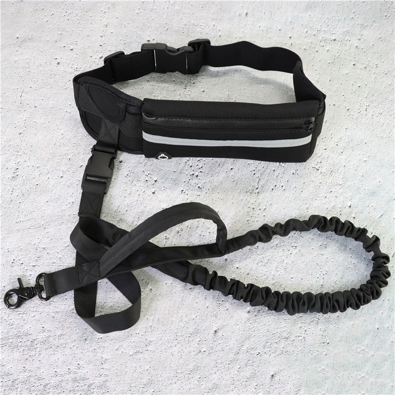 Hands-Free Dog Leash with Shock Absorbing Bungee – Adjustable Pet Walking Belt with Phone Pocket & Water Bottle Holder