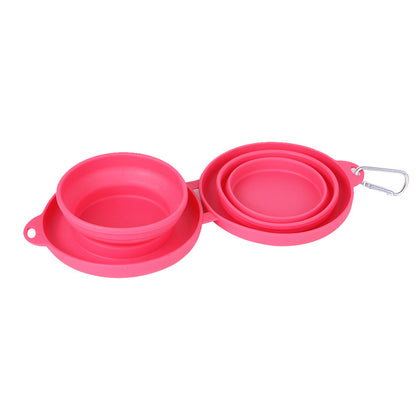 Rubber Foldable Double Bowl – Durable Pet Feeding Bowl for Dogs & Cats