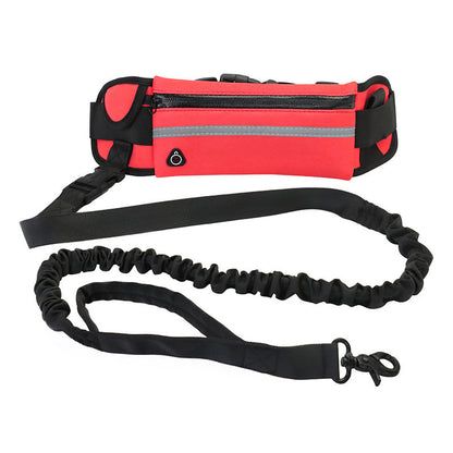 Hands-Free Dog Leash with Shock Absorbing Bungee – Adjustable Pet Walking Belt with Phone Pocket & Water Bottle Holder